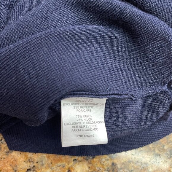 Joseph A Women Pullover Sweater Navy Blue Boat Neck Bronze Tone Eyelets NWOT - Picture 10 of 10